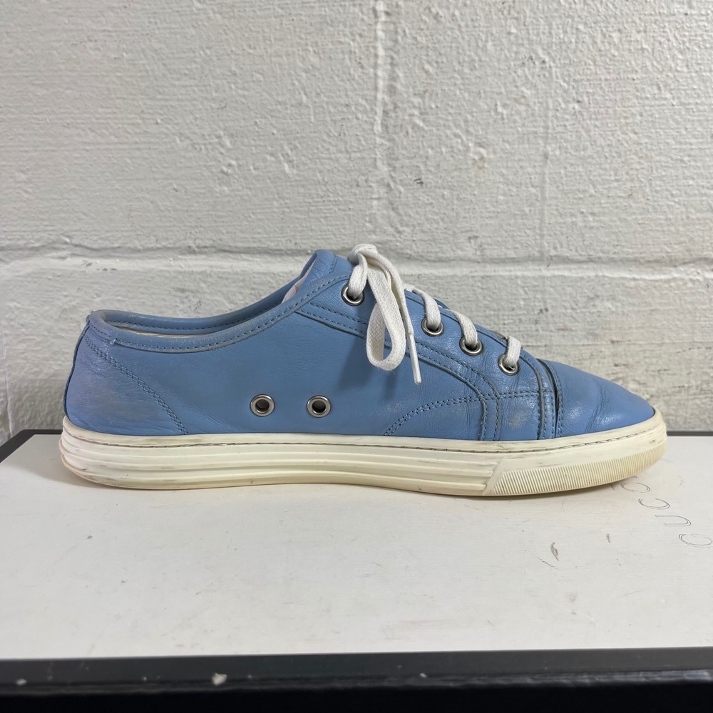 Gucci Women's Blue Leather Trainers Low Top Sneaker Lace up Size 36.5/6.5 US - Picture 2 of 13